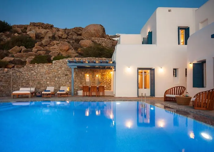 Excellent Mykonos Psarrou Omega 5 Bedrooms Stunning Sea Views Psarrou Villa Mykonos Town